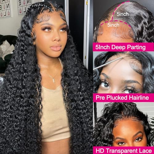 30 Inch 5x5 HD Lace Deep Wave Human Hair Wig 180% Density Pre Plucked - Image 3