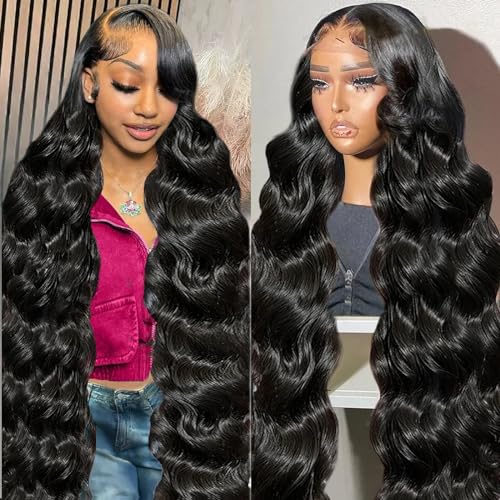 30 Inch 180 Density Body Wave Human Hair Glueless Lace Front Wig with Baby Hair