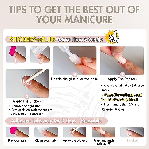30 PCS Press on Nails Medium Short Square Nails,Reusable Light Blue Nails Glue on Nails Press ons,15 Sizes-30 Fake Nails Set Soft Gel Nails,False Nails for Women Girls - Image 7