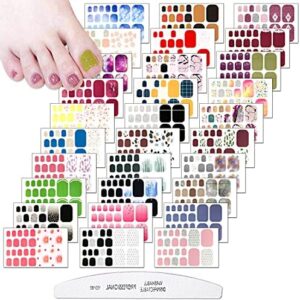 30 Sheets Gradient Color Toe Nail Polish Strips Stickers Adhesive Full Nail Wraps Nails Art Decal Stickers Manicure with Nail File for Women Girls