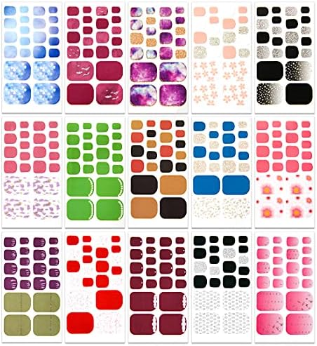 30 Sheets Gradient Color Toe Nail Polish Strips Stickers Adhesive Full Nail Wraps Nails Art Decal Stickers Manicure with Nail File for Women Girls - Image 2