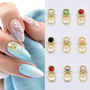 30 Pieces 3D Nail Art Charms with Pearl Crystal and Gold Border