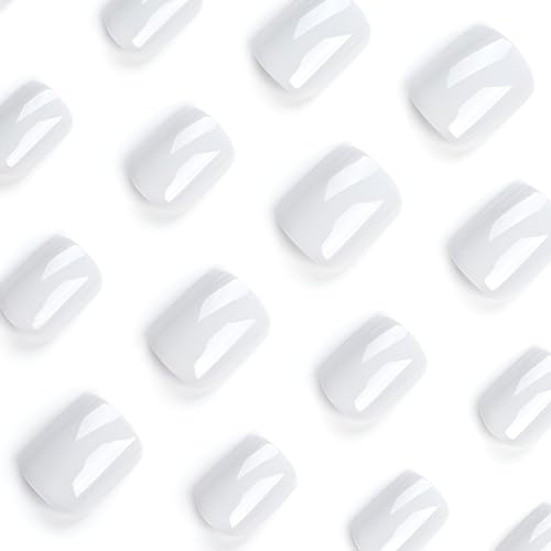 Red Press on Nails Short Square Fake Nails Acrylic Nails Solid Color False Nails Press ons Glossy Glue on Nails Stick on Nails for Women and Girls - Image 3