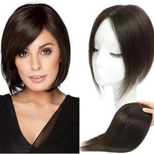 MORICHY Hair Toppers for Women Real Human Hair with Bangs Wiglets HairTopper Hairpieces for Thinning Hair Clip in Human Hair Toppers for Women