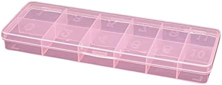 12-Slot Pink Nail Tips Organizer Box with 1 Grid for False Nail Storage and Crafts - Image 3