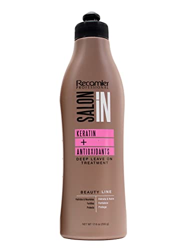 Recamier 37647 Deep Treatment Leave On Keratin With Antioxidants SalonIn Recamier Beauty Line | Leave In Queratina Tratamiento 17.6 Ounces-500 Mililiter