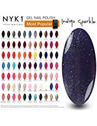 Dark Blue Nail Gel Polishes - (Indigo Sparkle) Night Shimmer UV LED NYK1 Nailac Best Gel Nail Polishes for Gel Nail Manicure