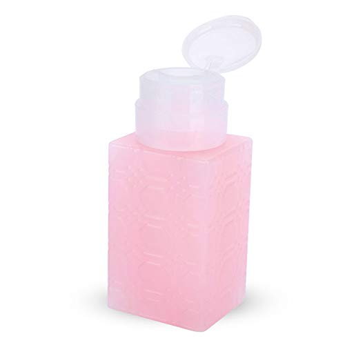 Yctze Push Down Portable Pump Dispenser Bottle for Nail Polish Remover, Makeup Removal, Lotions - Refillable and Suitable for Nail Enhancement Tools (Square Pink) - Image 5