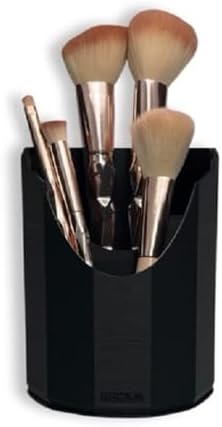 Makeup Brush Organizer Holder Stand,Compact, 3 slot, Black Countertop Vanity Brush Storage Display Stand for Foundation Powder Blush Brushes Pen Pencil holder for desk Made in North America