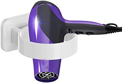 Hair Dryer Holder Wall Mounted, Bathroom Hair Dryer Holder, Self Adhesive Blow Dryer Holder Rack for Hair Dryer, Compatible with Most Hair Dryers (White, L 3.7”×W 2.1”×H 4.3”) - Image 3