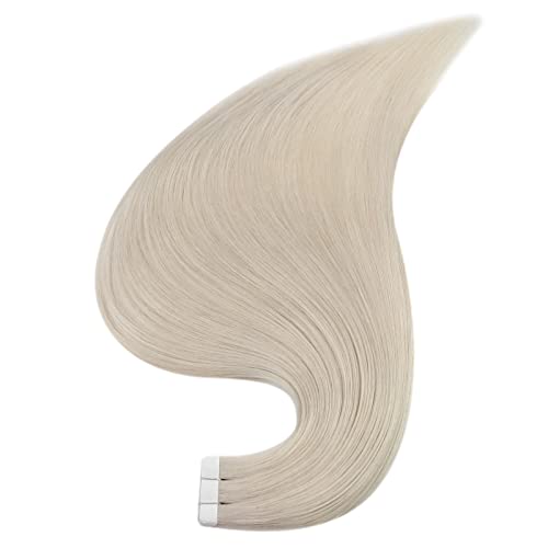 Full Shine Tape in Hair Extensions Human Hair #1000 White Blonde Hair Extensions Seamless Tape Hair Extensions 18Inch Real Hair 20Pcs Straight Human Hair Extensions Tape ins 50Grams - Image 9
