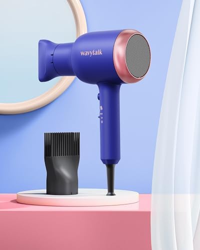 Wavytalk Professional 1875 Watt Hair Dryer Blow Dryer with Diffuser Nozzle Comb and Concentrator Negative Ions Fast Drying Light and Quiet with Ceramic Technology for All Hair Types Sapphire Blue - Image 6