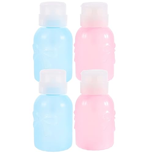 Beaupretty 4pcs Pink Nail Polish Alcohol Nail Oil Pump Dispenser Nail Polish Remover Makeup Remover Container Manicure Tools Resurrection Water Squeeze Bottle With Lock Travel Liquid Pump