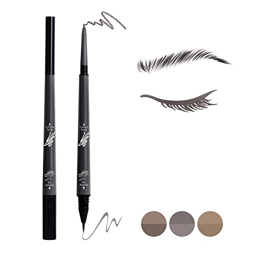 2 in 1 Microblading Eyebrow Pencil Tint 1.5mm Pen Waterproof 24h Long-lasting (3# Dark grey)