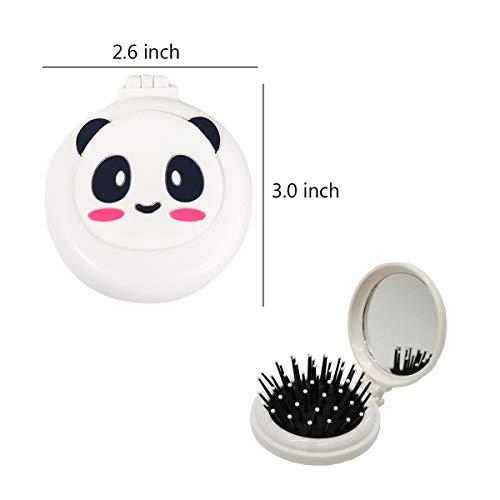 Travel Hair Brush, Mini Compact Mirror with Panda Printed Massage Comb for Kids Toddlers Girls, Small Pocket Mirror - Image 6
