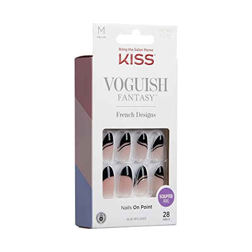 Voguish Fantasy Press On Nails Black Almond Shape Medium Size 28 Count - Image 2