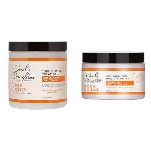 Carol's Daughter Coco Creme Curl Shaping Cream Gel and Coil Enhancing Moisture Butter Bundle, 16 Oz and 12 oz