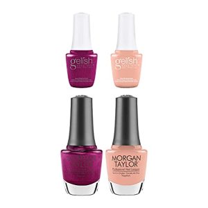 Gelish Mini & Morgan Taylor Summer 2021 Feel the Vibes Soak Off Gel Nail Polish and Lacquer Set, 4 Pack with All Day, All Night and It's My Moment
