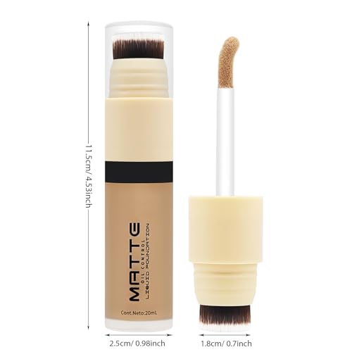 Liquid Foundation Full Coverage Makeup, Dual Ended Face Foundation with Brush, Light Weight Waterproof Powerful Oil Control, Hydrating Foundation & Conceals for All Skin, 05 Sand - Image 7