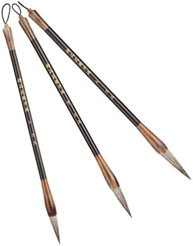 COHEALI 3 Piece Set Horse Hair Wooden Calligraphy Brushes for Beginner Painting