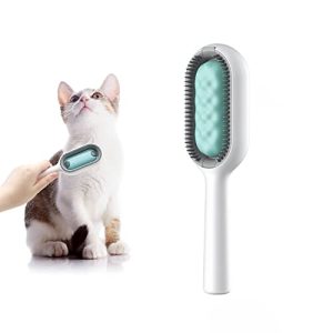 Dog Brush Cat Brush Grooming Comb,Self Cleaning Cat Dog Slicker Brushes Pet Grooming Brush Tool Gently Removes Loose Undercoat, Mats Tangled Hair Slicker Brush for Pet (Blue)