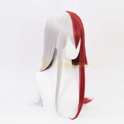 Anime Half Red and Sliver Wigs Short for My Hero Academia Cosplay Halloween Wigs - Image 3