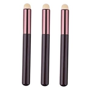 3 Piece Wooden Handle Makeup Brush Set Concealer Lip Eyeliner Short Hair Travel Wand