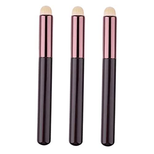 3 Piece Wooden Handle Makeup Brush Set Concealer Lip Eyeliner Short Hair Travel Wand