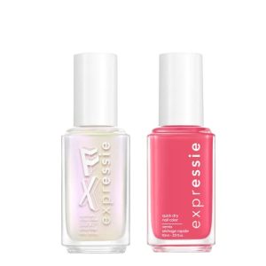 essie Expressie Quick Dry Nail Polish Set, Aura Euphoria, Iced Out FX, Pearlescent White + Crave the Chaos, Pink Nail Polish 0.33 fl oz each