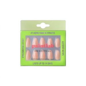 PaintLab Press On Nails, 24 Piece Fake Nails Kit Plus Nail Glue, Nail File, Prep Pad and Cuticle Stick, Gel Nail Kit for Women and Girls, Peach Fuzz
