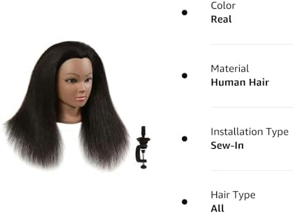 100% Real Human Hair Cosmetology Training Mannequin Head with Clamp Stand - Image 2