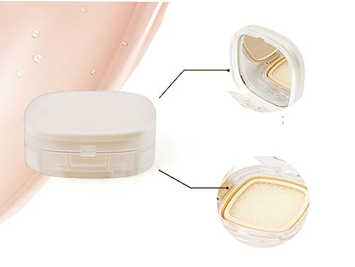 AKOAK 15g/ 0.5oz Empty Transparency Skin Tone Portable Air Powder Puff Box BB CC Liquid Foundation Cream Container Dressing Case Powder Cake Box and Mirror Refillable Container for DIY Travel Trips - Image 5