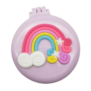 Portable Folding Rainbow Hair Brush Comb with Mini Mirror for Women and Girls