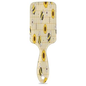Bee Sunflower Hair Brush Detangler Brush with Nylon Bristle for Thick Curly Thin Long Short Wet or Dry Hair Adds Shine and Makes Hair Health Paddle Hairbrush for Women Men