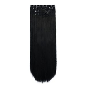 REECHO 16" Straight Short 4 PCS Set Thick Clip in on Hair Extensions Natural Black