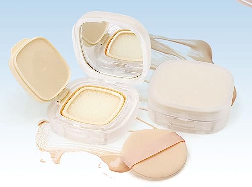 AKOAK 15g/ 0.5oz Empty Transparency Skin Tone Portable Air Powder Puff Box BB CC Liquid Foundation Cream Container Dressing Case Powder Cake Box and Mirror Refillable Container for DIY Travel Trips - Image 2