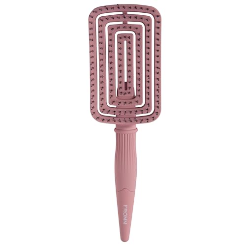 Fromm Professional Intuition Flexer Pink Detangling Vent Brush for Medium Thick Hair, Wet Dry Use