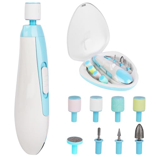 Baby Nail Trimmer Electric - 8 in 1 Rechargeable Baby Nail Filer with Led Light Trim and Polish Set for Newborn Baby Infant Toddler Kids Fingernails Care 8 Grinding Heads - Image 9