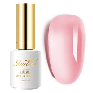 Imtiti Nude Gel Nail Polish, 1 Pcs Neutral Jelly Light pink Color Translucent Color UV Light Cure Gel Polish for Nail Art DIY Manicure at Home Gel Nail Mani Gifts for Women Girls 0.5 fl oz