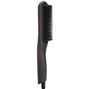 Hair Straightener Brush, Portable Electric Ceramic Straightening Comb, Fast Heating & 3 Gears Temperature Settings & AntiScald, Perfect for Salon and Home (Grey)