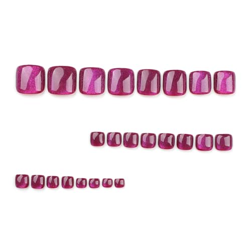 24 Piece Purple Cat's Eye Press-On Toenails for Effortless At-Home Nail Art - Image 4