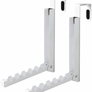 Over The Door Hooks Hanger,Foldable Over Door Drying Laundry Rack Hooks for Hanging Clothes with 6 Groves Over Door Towel Racks for Clothes,Coat, Behind Back Bathroom, Bag and Robe 2 PCS (White)