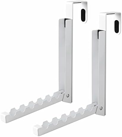 Over The Door Hooks Hanger,Foldable Over Door Drying Laundry Rack Hooks for Hanging Clothes with 6 Groves Over Door Towel Racks for Clothes,Coat, Behind Back Bathroom, Bag and Robe 2 PCS (White)