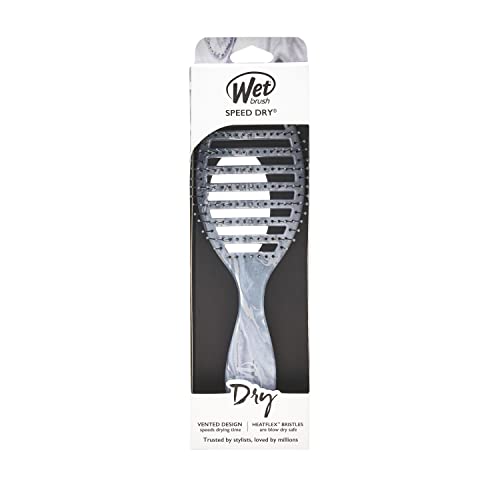 Wet Brush Speed Dry Hair Brush - Silver (Metallic Marble) - Vented Design and Ultra Soft HeatFlex Bristles Are Blow Dry Safe With Ergonomic Handle Manages Tangle and Uncontrollable Hair - Pain-Free - Image 4