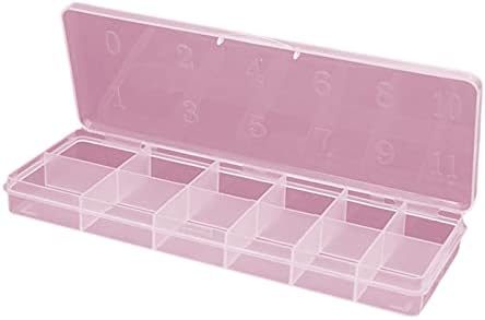 12-Slot Pink Nail Tips Organizer Box with 1 Grid for False Nail Storage and Crafts - Image 2
