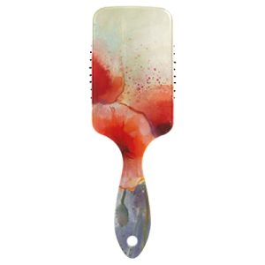 Red Poppy Flowers Painting Hairbrush Detangler Brush with Nylon Bristles Paddle Hairbrush for Women Men