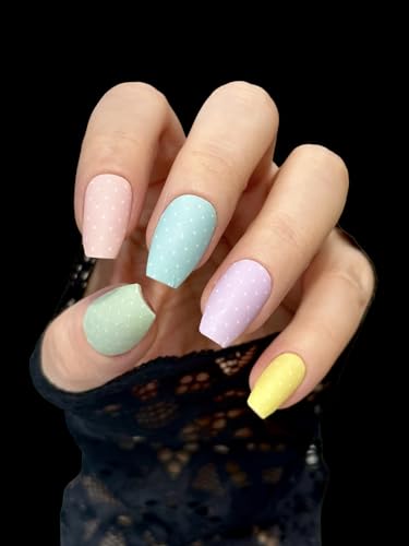 TOUGH GIRLS | Nail Polish Strips | 20 Stylish Strips | Brighter, Thicker, Tougher | Includes Cuticle Stick, Nail File, & Nail Wipes (Sunday Pastels & Dots - Matte) - Image 2