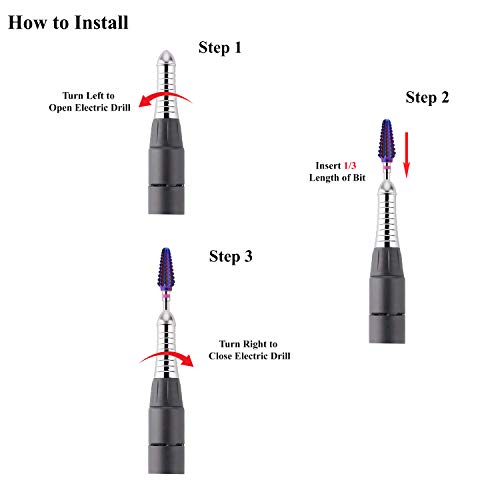 Nail Drill Bit Tornado, Right Hand, Large Barrel Electric Nail File 3/32-inch Shank, Nail Tool, Tungsten Carbide Drill Bits for Removing Gel Nail Polish Acrylic Dipping Powder - Image 3