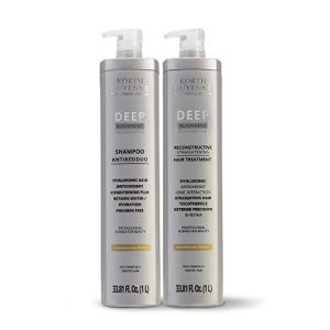 Hair Straightening Treatments Set with Anti Residue Deep Shampoo, Reconstructive Straightening - Brazilian Keratin Treatment for Colored Hair