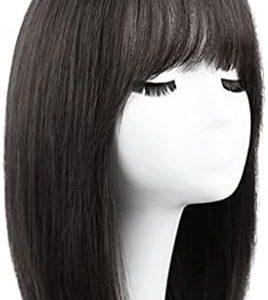 Charming 15 Inch Long Straight Human Hair Wig for Women Shoulder Length Bob Style